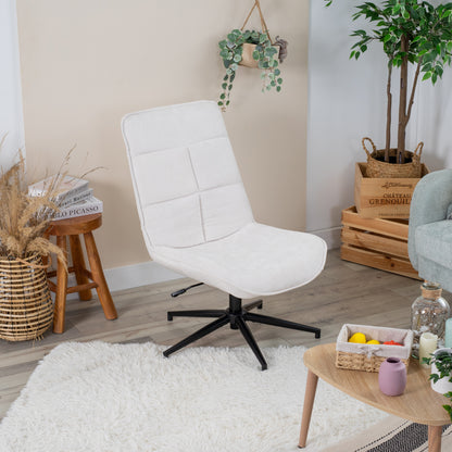 Draaifauteuil – Draaibare stoel – Relaxstoel – Bureaustoel – Fauteuil – 360° Swivel – Verstelbare Hoogte – Chenille Stof Beige 67x61x89-95 cm
