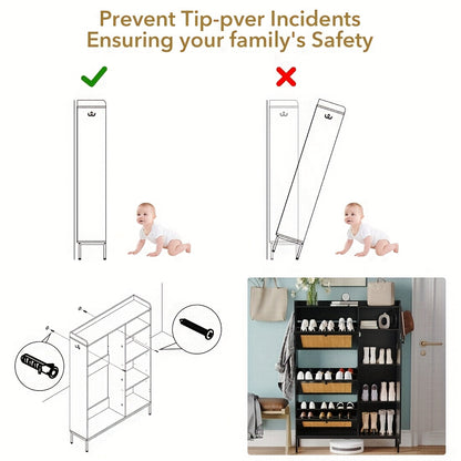 Schoenenkast – Schoenopberger – Schoenrek – Schoenmeubel – Schoenorganizer – Rattan 3-Ladenkast – Verstelbare Planken – Standaard Vrijstaand – MDF & Hout – Geen Montage Nodig