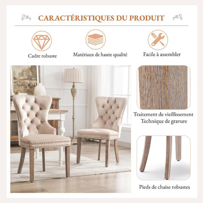 Eetkamerstoelen – Dining Stoelen – Eetkamerstoel Set – Comfort Stoelen – Beige Velvet Stoelen – Ergonomisch Design – Massief Houten Frame