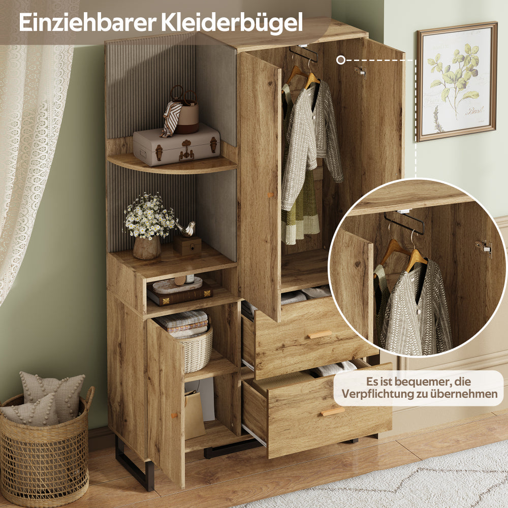Kledingkast – Garderobekast – Kleerkast – Opbergkast – Dichte Kast – Soft-Touch MDF – Slow-Close Deuren – Ruimtebesparend Verticaal Design 110x186x38 cm