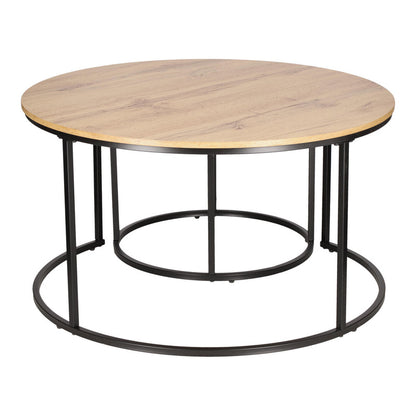 Set of 2 Ruth Natural/BlackAnd METAL TABLES