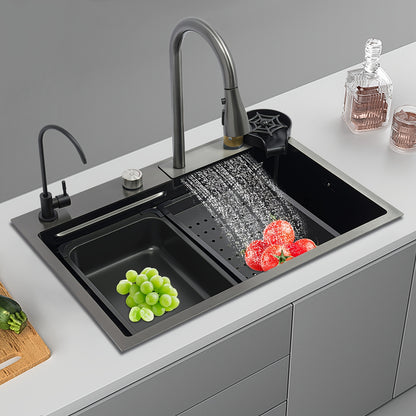 Roestvrijstalen Spoelbak – Keukenspoelbak – Inbouwspoelbak – Moderne Spoelbak – Spoelbak Met Kraan – 66 cm Breed – Duurzaam RVS Materiaal – Inclusief Snijplank & 3 Waterstanden