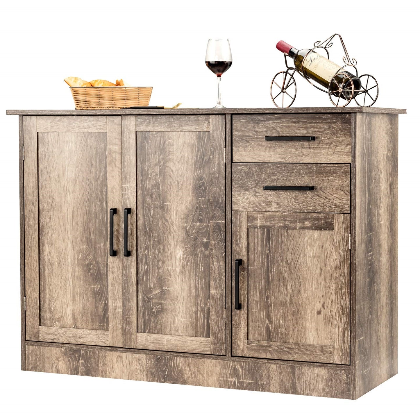 Houten Dressoir – Sideboard – Buffetkast – Opbergkast – Woonkamerkast – Industrieel Design – 110 x 40 x 78 cm – Verstelbare Plank & 2 Lades