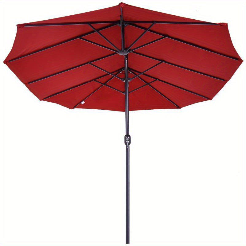 Parasol – Zonnescherm – Tuinparasol – Terrasparasol – Buitenparasol – Extra Groot 455x270 cm – Handmatige Kurk Bediening – Duurzaam & Stabiel Frame – Rood Rechthoekig/Ovaal
