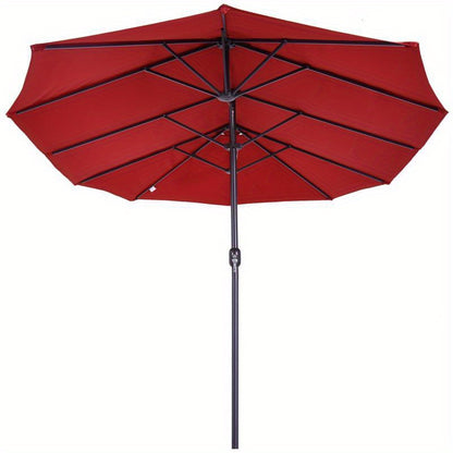 Parasol – Zonnescherm – Tuinparasol – Terrasparasol – Buitenparasol – Extra Groot 455x270 cm – Handmatige Kurk Bediening – Duurzaam & Stabiel Frame – Rood Rechthoekig/Ovaal