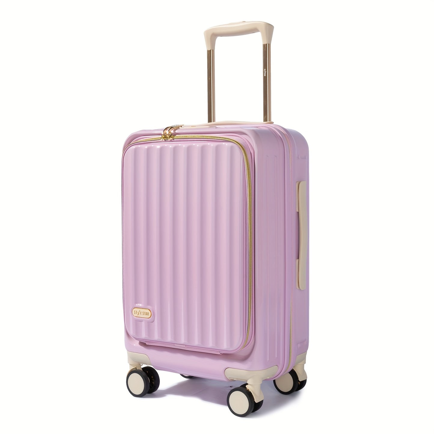 Reiskoffer – Trolley – Handbagage – Spinnerkoffer – Uitbreidbare Koffer – Zachte Roze 20 Inch – Hard-shell PC – 25% Extra Ruimte Uitbreidbaar