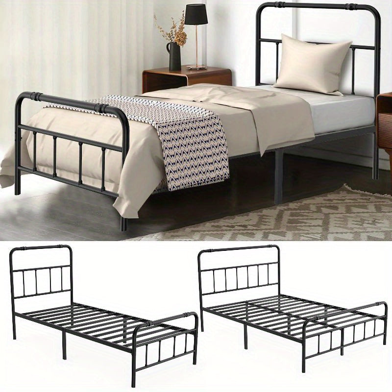 Bedframe – Metalen Bedframe – Tweepersoonsbed – Slaapbank – Bedbodem – 140x200 cm – Stevig Metalen Constructie – Inclusief Lattenbodem