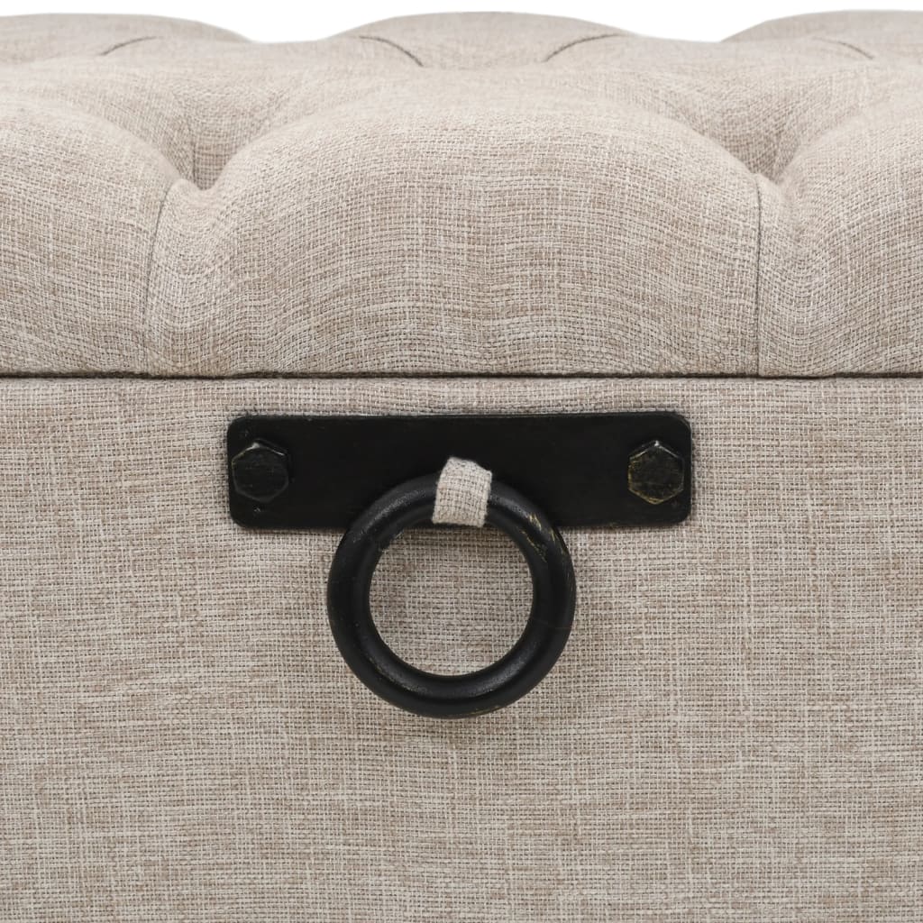 Opbergbank – Zitbank – Opbergkist – Halbank – Opbergmeubel – Kunstleren Bekleding – Hardhouten Frame – Rugleuning – Crème