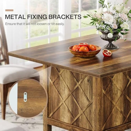 Eettafel – Tafel – Dinertafel – Keukentafel – Landelijke Tafel – Massief Houten Blad – Stevige X-Vormige Onderstel Met Metalen Beugels – Geschikt Voor 4 Personen – Rustieke Warme Houtnerf Afwerking