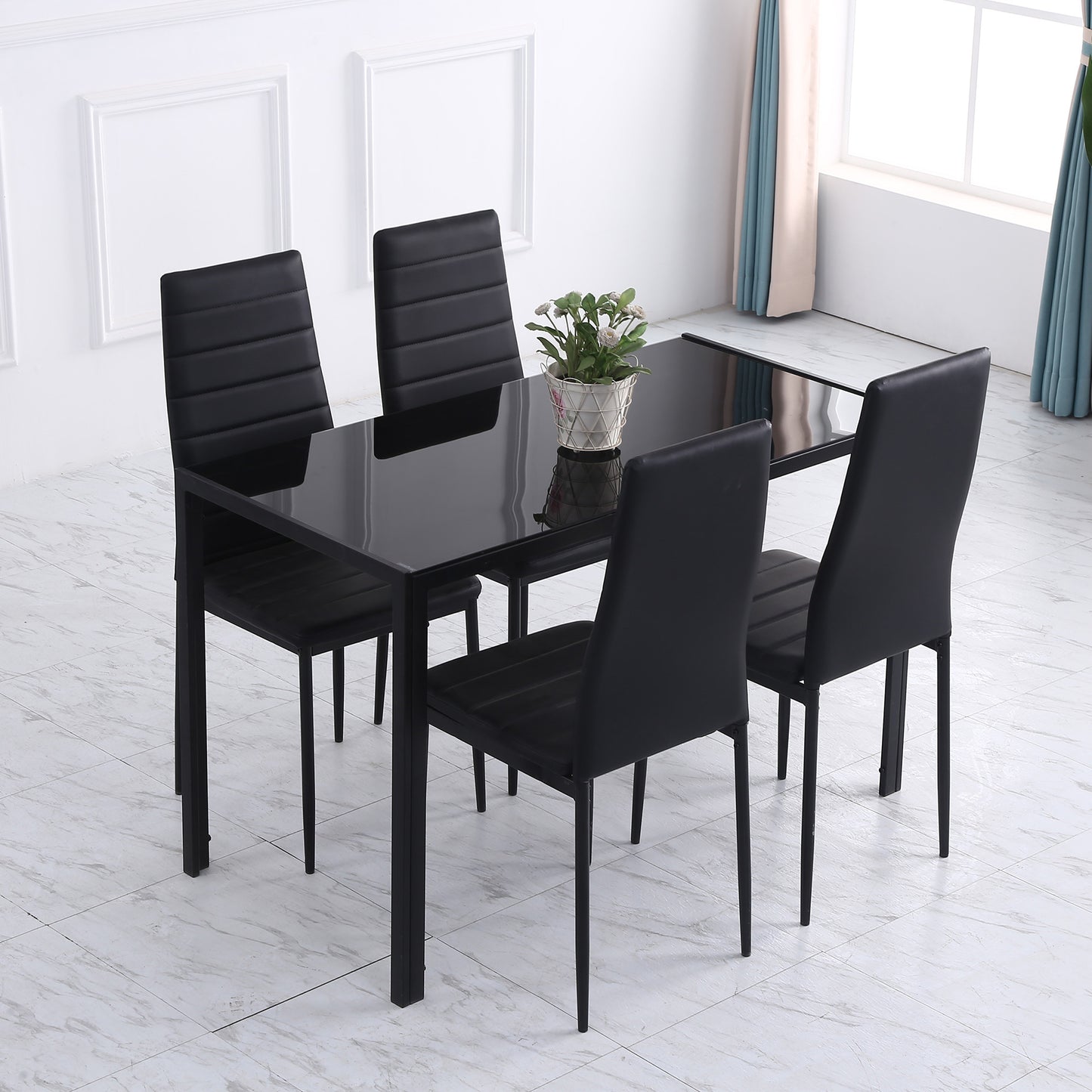 Eettafel – Tafel – Keukentafel – Eetkamertafel – Meubel – Zwart – Modern Design – 120x60x75 cm – Stevig & Onderhoudsvriendelijk
