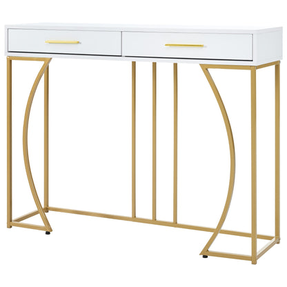 Dressoir – Buffetkast – Opbergkast – Kaptafel – Make-up tafel – Wit met gouden poten – Ruime opbergruimte 3,2 kuub – Duurzaam bamboe materiaal