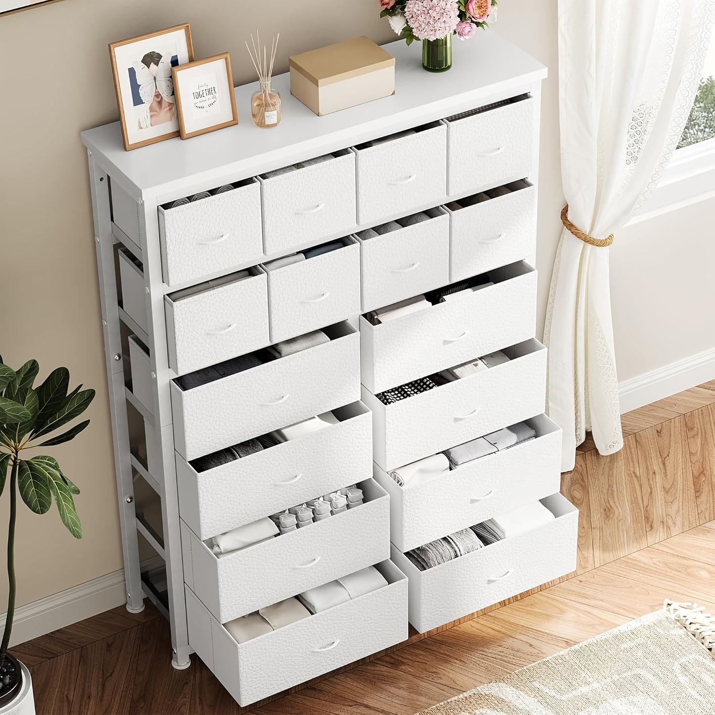 Ladekast – Ladenkast – Kommode – Opbergkast – Dressoir – 16 Stoffen Lades – Stevig Metaal & MDF – Vintage Design