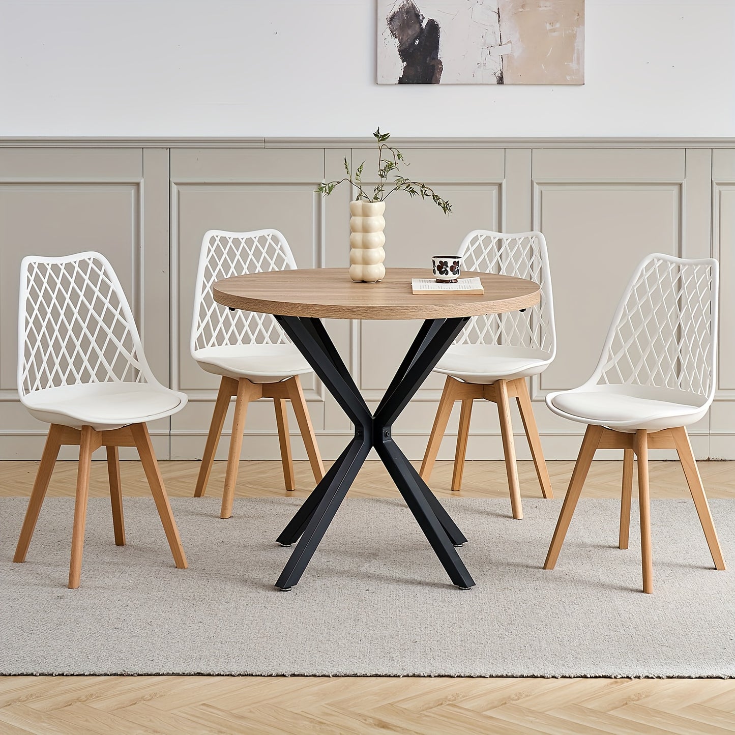 Eetkamerstoelen – Stoelen – Keukenstoelen – Bureaustoelen – Witte Design Stoelen – Beukenhouten Poten – Ademend Mesh Rugleuning