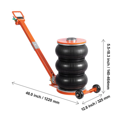 Pneumatische Heftong – Luchtjack – Autolift – Air Jack – Luchtkrik – Oranje Variant – Hefvermogen 5 Ton – Verstelbare Hefhoogte 14-55,4 cm