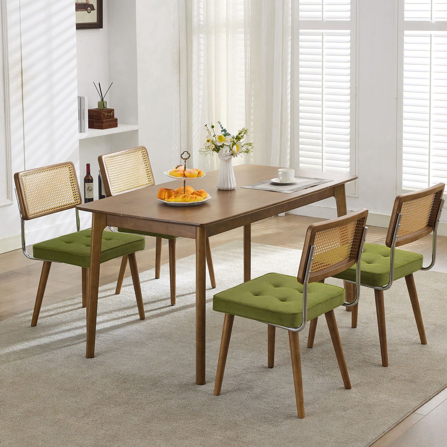 Set of 2 Modern Boho Dining Chairs with Legs - Mid-Century Contemporary Kitchen Table Chairs Suitable for Living Room, Coffee Bar, Restaurant - Sturdy Furniture