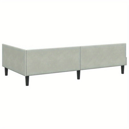 Bedbank – Slaapbank – Sofa Bed – Futon – Zitzak – Lichtgrijs – Uitschuifbaar – 100x200 cm – Gehard Houten Frame – Metalen Versterking