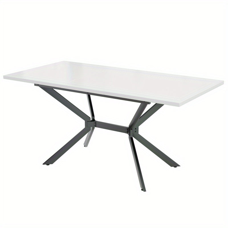 Uitbreekbare Eettafel – Uitschuifbare Tafel – Verlengtafel – Flexibele Eettafel – Compacte Tafel – Wit Tafelblad Zwarte Poten – 120-160 cm Uitbreiding – Duurzaam MDF Metalen Onderstel