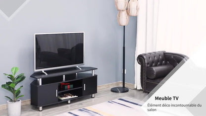 TV Meubel – Tv Kast – Tv Dressoir – Entertainmentmeubel – Mediameubel – Zwart Metaal – Opbergruimte Met 2 Deuren En Open Plank – Afmeting 120x40x52 cm