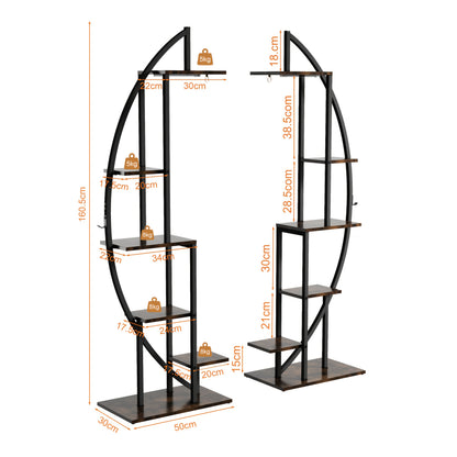 Plantenrek – Etagerek – Bloemplanken – Opbergrek – Stellingkast – 6-laags Metalen Rek – Stevig Met Brede Basis – Gemakkelijke Montage Zonder Gereedschap – Ruimtebesparend Design 160x50x30 cm