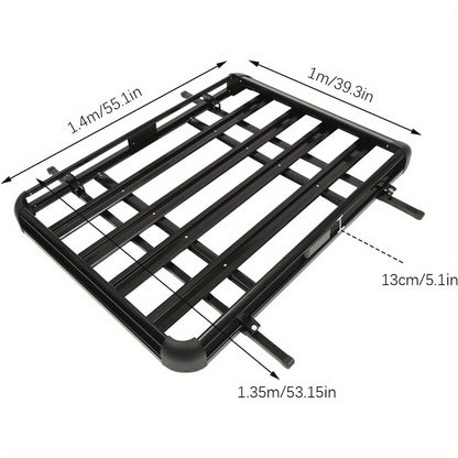 Dakkofferrek – Dakkofferdrager – Dakdrager – Bagagerek – Autodrager – Verstelbaar 140 cm – Draagvermogen 150 kg – Aluminium Zwart