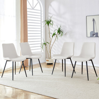 4pcs Nordic Style Fabric Dining Chairs | Metal Support Legs, Non-slip Design, Extended Seat Cushions, Breathable Fabric, Ergonomic Solid Back Style, Brown