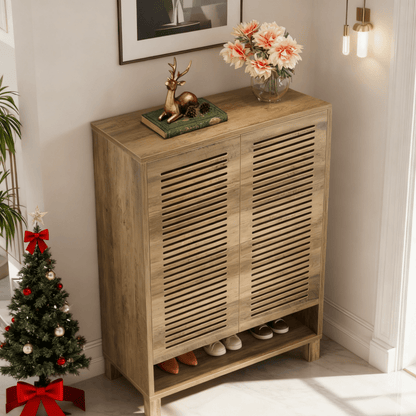 Schoenenkast – Schoenopberger – Schoenrek – Schoenmeubel – Schoenentoren – Groot 6-Laden – Natuurlijk Eikenhout – Stevig MDF – Ruimtebesparend Verticaal Design – 109,98 cm Hoog