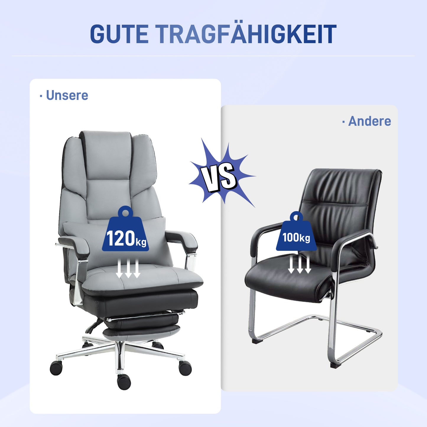 Bureaustoel – Ergonomische Stoel – Office Chair – Kantoorstoel – Computerstoel – Verstelbare Hoogte 123-129 cm – Lichtgrijze Stof Met Zwarte Details