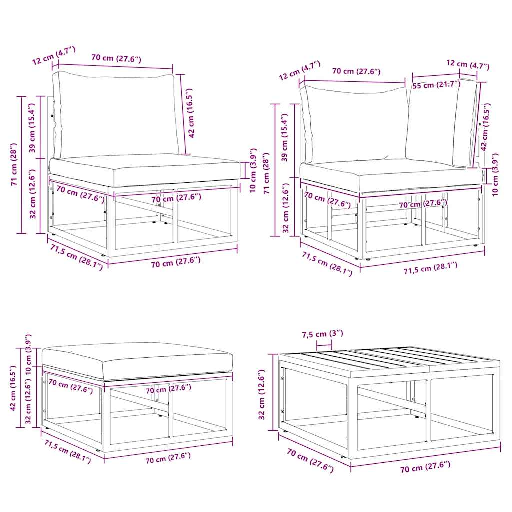 Loungeset Tuin – Garden Sofa Set – Tuinmeubel Loungeset – Modulaire Loungeset – Loungeset Met Tafel – Weerbestendig Kunststof Vlechtwerk – Water- En UV-Bestendige Kussens