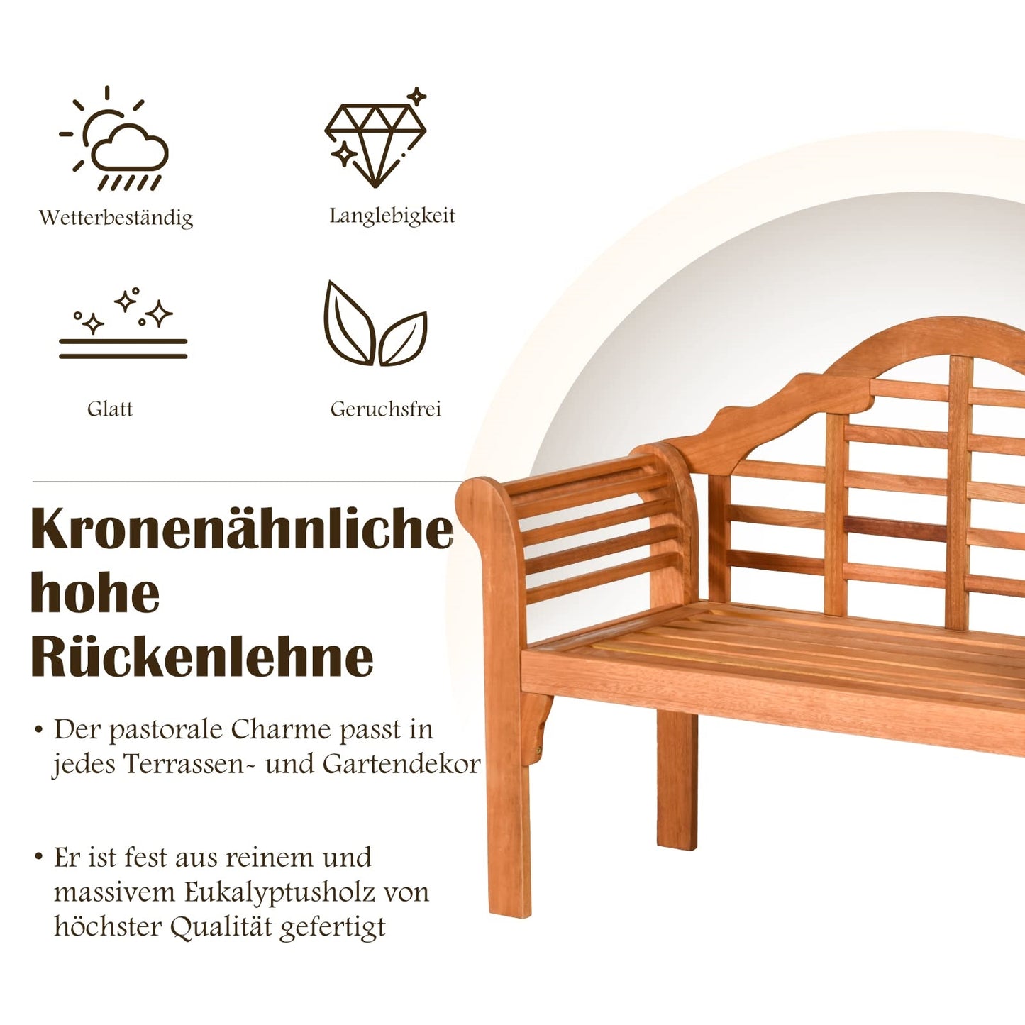 Tuinbank – Buitenbank – Balkonbank – Terrasbank – Parkbank – Opvouwbaar – Weerbestendig Acaciahout – 2-Zits – Draagvermogen 360 kg