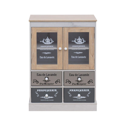Keukenkast – Opbergkast – Dressoir – Buffetkast – Ladekast – Shabby Chic Wit Beige Grijs – Compact Formaat 81x58x30 cm – Duurzaam Melamine MDF