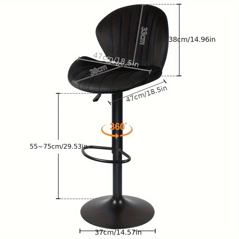 Set Of 2 Bar Chairs, Velvet Bar Chair, Swivel Bar Chair, Bistro Stool with Adjustable Height, Dining Chair, Suitable for Living Room, Bar, Bar Seating, Kitchen Stools, Classic Design, Modern Bar Chair, Soft Padding, Velvet Fa