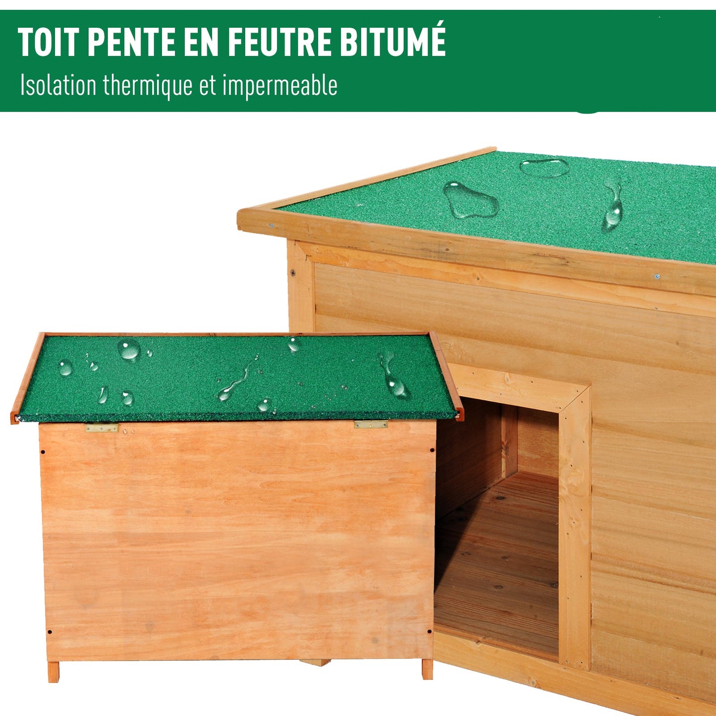 Hondenhok – Hondenhuis – Kennel – Hondenbench – Dierenhok – Houten Met Opening Dak – Weerbestendig Bitumendak – 85x58x58 cm – Grenenhout Pre-Oiled