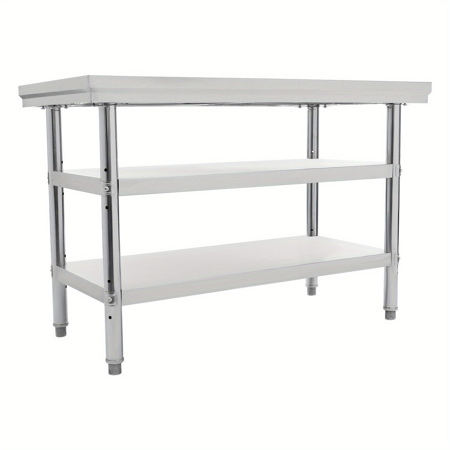 Werktafel – Werkbank – Keukentafel – RVS Tafel – Opbergtafel – Roestvrijstaal 201 – 99,79 kg Belastbaar – 3 Verstelbare Legplanken – Verstelbare Voeten – 119x60 cm