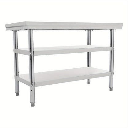 Werktafel – Werkbank – Keukentafel – RVS Tafel – Opbergtafel – Roestvrijstaal 201 – 99,79 kg Belastbaar – 3 Verstelbare Legplanken – Verstelbare Voeten – 119x60 cm