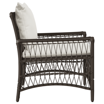 Tuinstoel Set – Gartenstuhl – Buitenstoel – Patio Stoel – Rattan Stoel – Met Kussen – 60x70x78 cm – Poly Rattan – Beige
