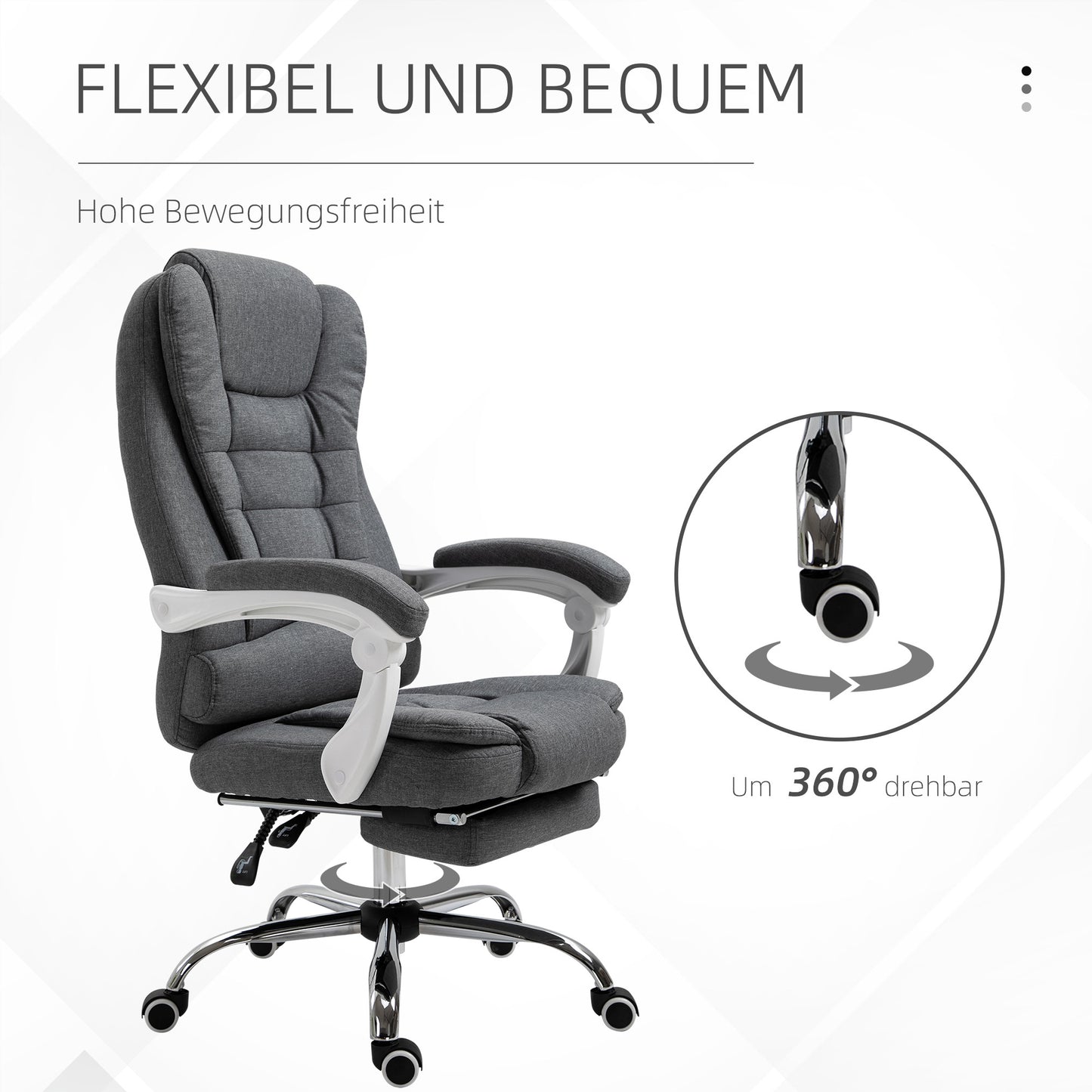 Bureaustoel – Bureaustoelen – Kantoorstoel – Draaistoel – Office Chair – Verstelbare Hoogte 110-118 cm – Uitschuifbare Voetensteun
