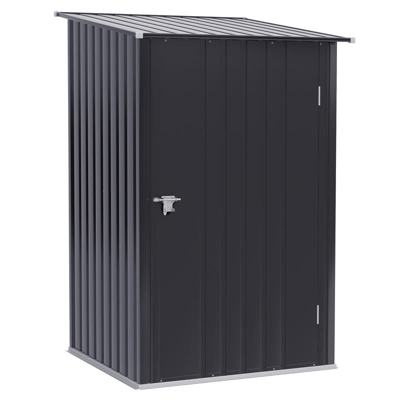 Metalen Opbergschuur – Tuinopslag – Gereedschapsschuur – Opbergkast – Buitenschuur – Grote Capaciteit – Steviele Stalen Constructie – 100x103x160 cm – Donkergrijs – Dubbele Deuren – Grondankers – Eenvoudige Montage – Verplaatsbaar