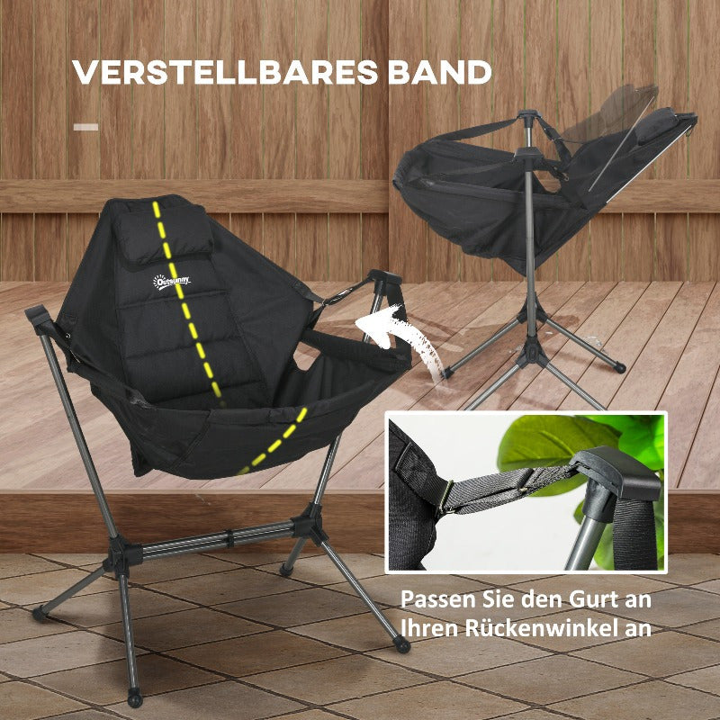 Hangstoel – Schommelstoel – Outdoor Stoel – Tuinstoel – Balkonstoel – Inklapbaar & Lichtgewicht – Roestvrij Stalen Frame & Comfortabele Gewatteerde Zitting