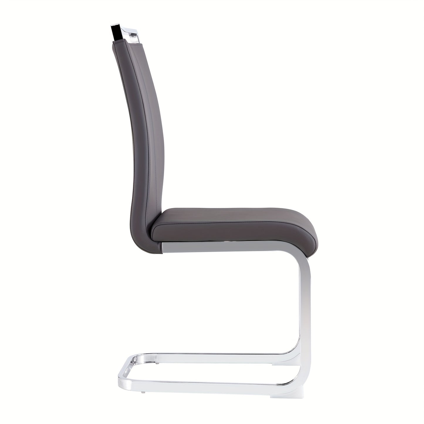 Cantilever Chair, Chrome-plated Metal Frame, Load Capacity Up to 120kg, Upholstered with Faux Leather Cover, Gray (set Of 4), Highcapacity Chair, Commercial Seating, Minimalist Chair, Sleek Furniture, Reinforced Seating, Cant