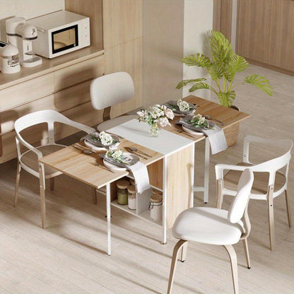 Landelijke Eettafel – Eettafel Met Bijzettafels – Compacte Tafel – Keukentafel – Woonkamertafel – Snelle Montage – Robuuste Metalen Poten