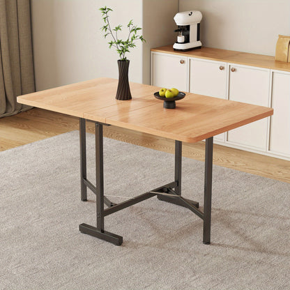Uitklaptafel – Klaptafel – Vouwtafel – Eettafel – Inklapbare Tafel – Natuurlijke Houtkleur – Uittrekbaar 120x80 cm – Stevig Metalen Onderstel