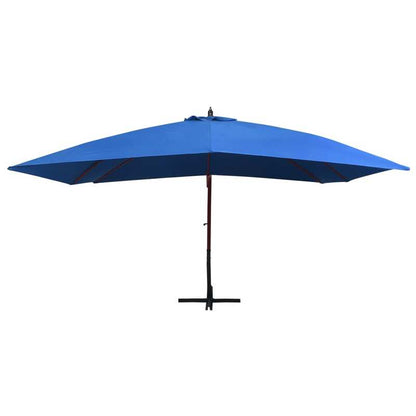 Cantilever Parasol – Zweefparasol – Hangparasol – Tuinparasol – Terrasparasol – Blauw – Houten Mast – Aluminium Composiet Frame – 400x300 cm – Water- en UV-bestendig Acryl Doek
