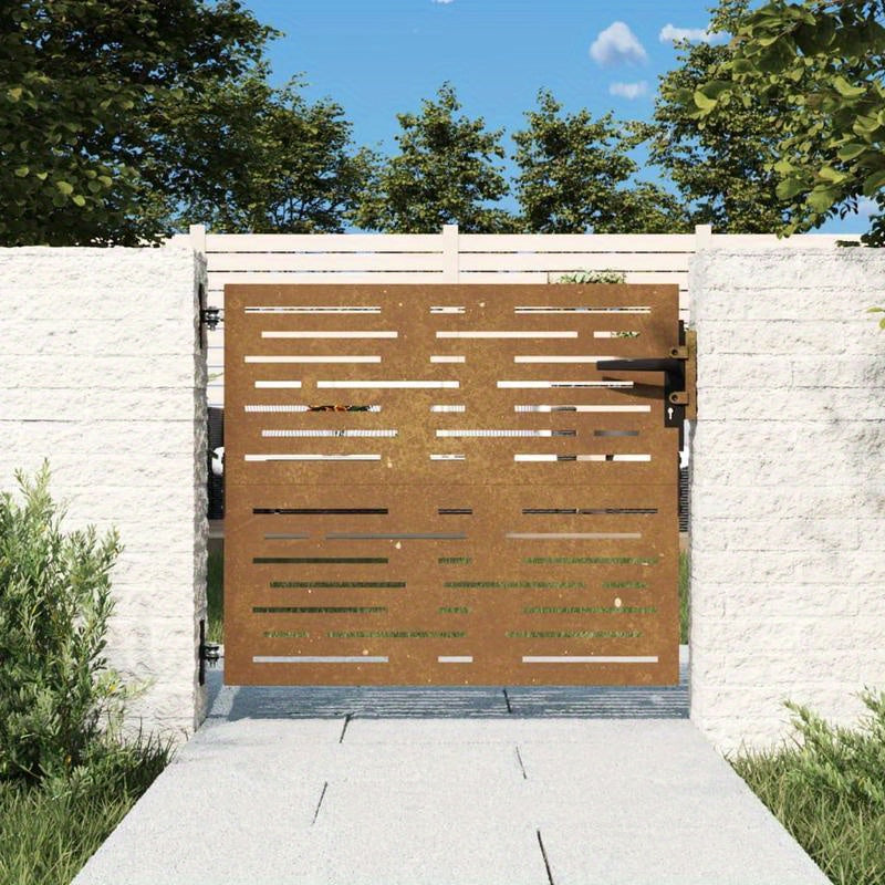 Tuindecoratie – Metalen Poort – Buitenpoort – Tuinhek – Terrasdeco – CORTEN Staal – Weerbestendig – Robuuste Constructie – 85x100 cm