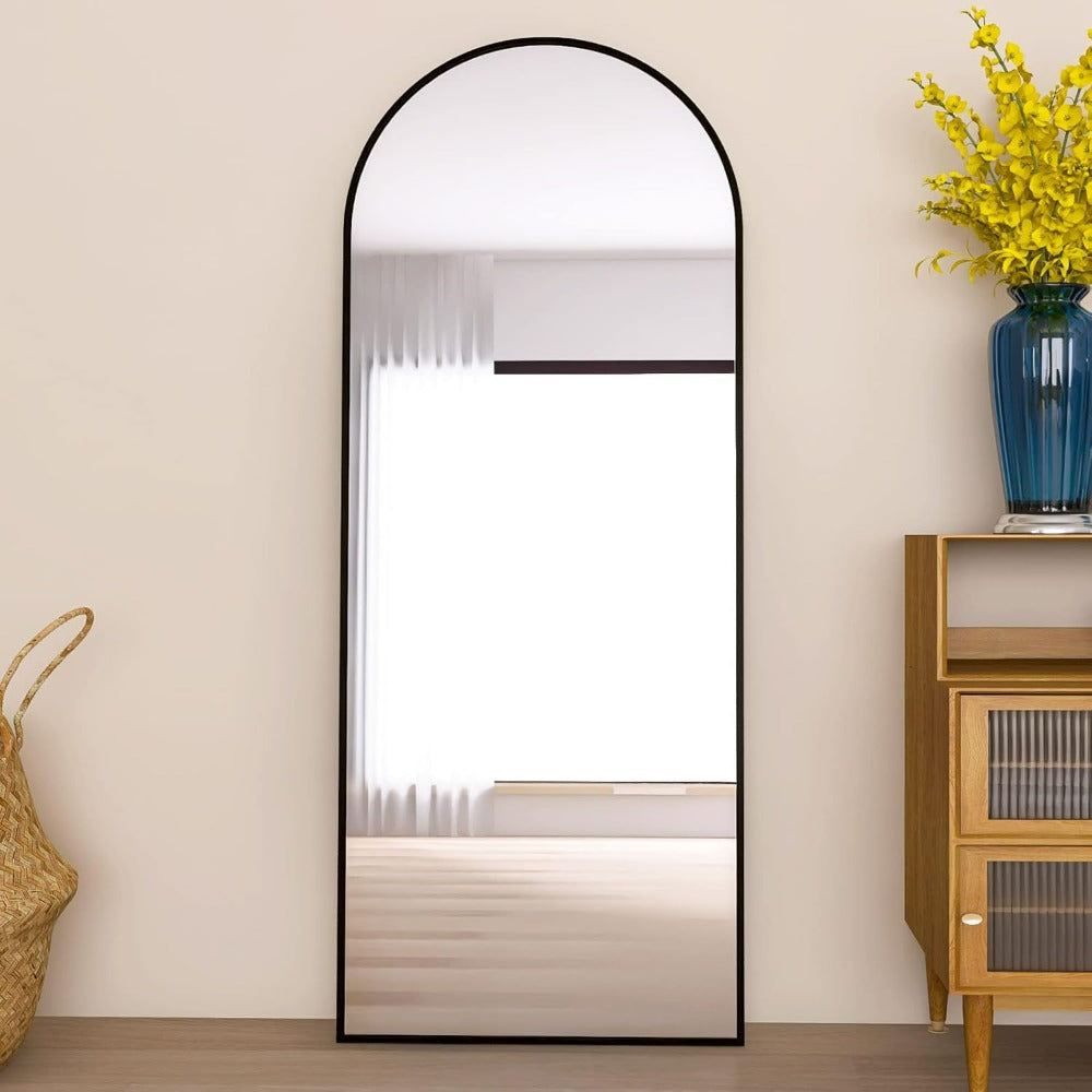 Staande Spiegel – Passpiegel – Vloerspiegel – Hangspiegel – Wandspiegel – 180x80 cm – Zwart Aluminium Frame