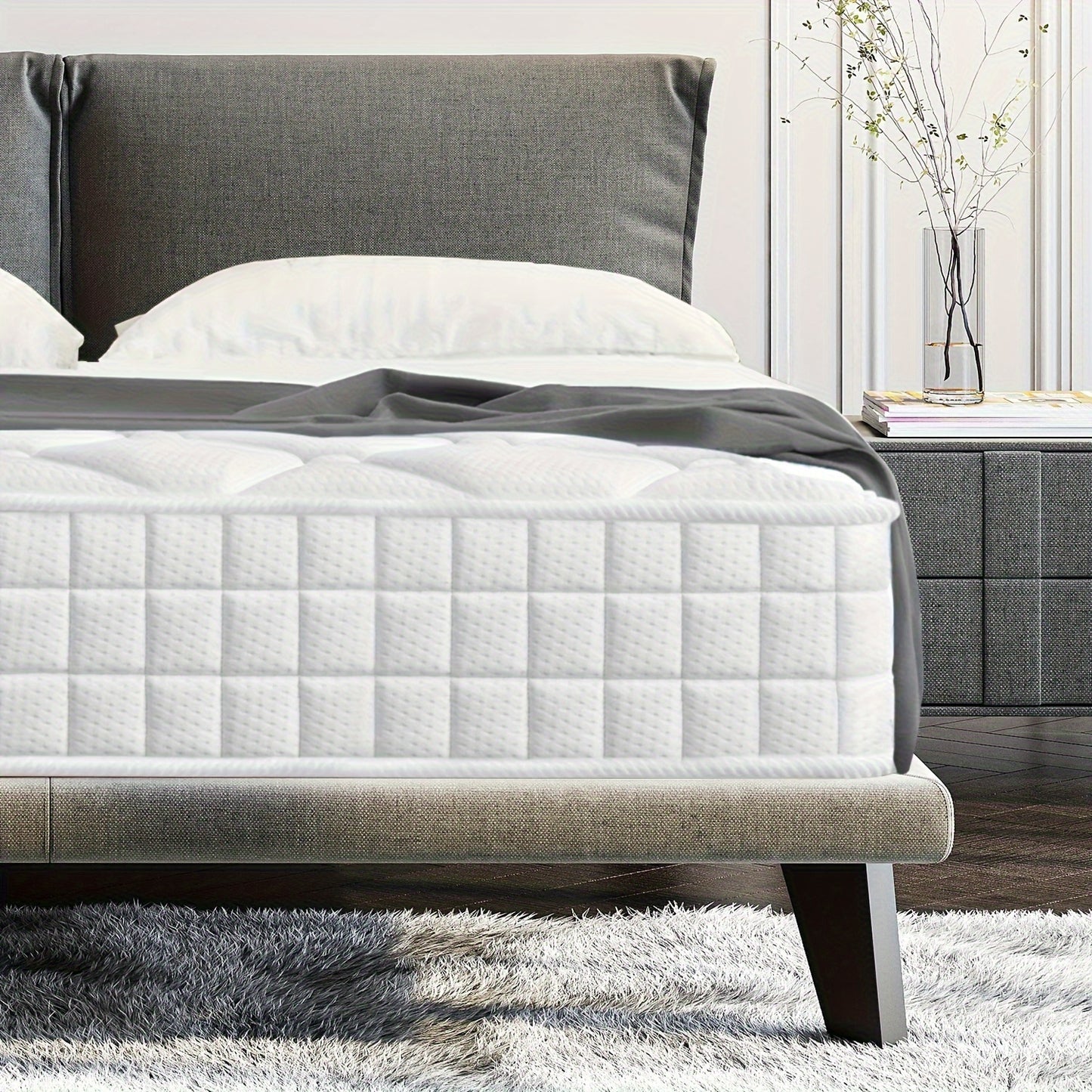 Matras 90x200 cm – Koudschuimmatras – Pocketveringmatras – Eenpersoonsmatras – 7-Zones Ondersteuning – Hoogte 22 cm – Pillow Top Ergonomisch Comfort