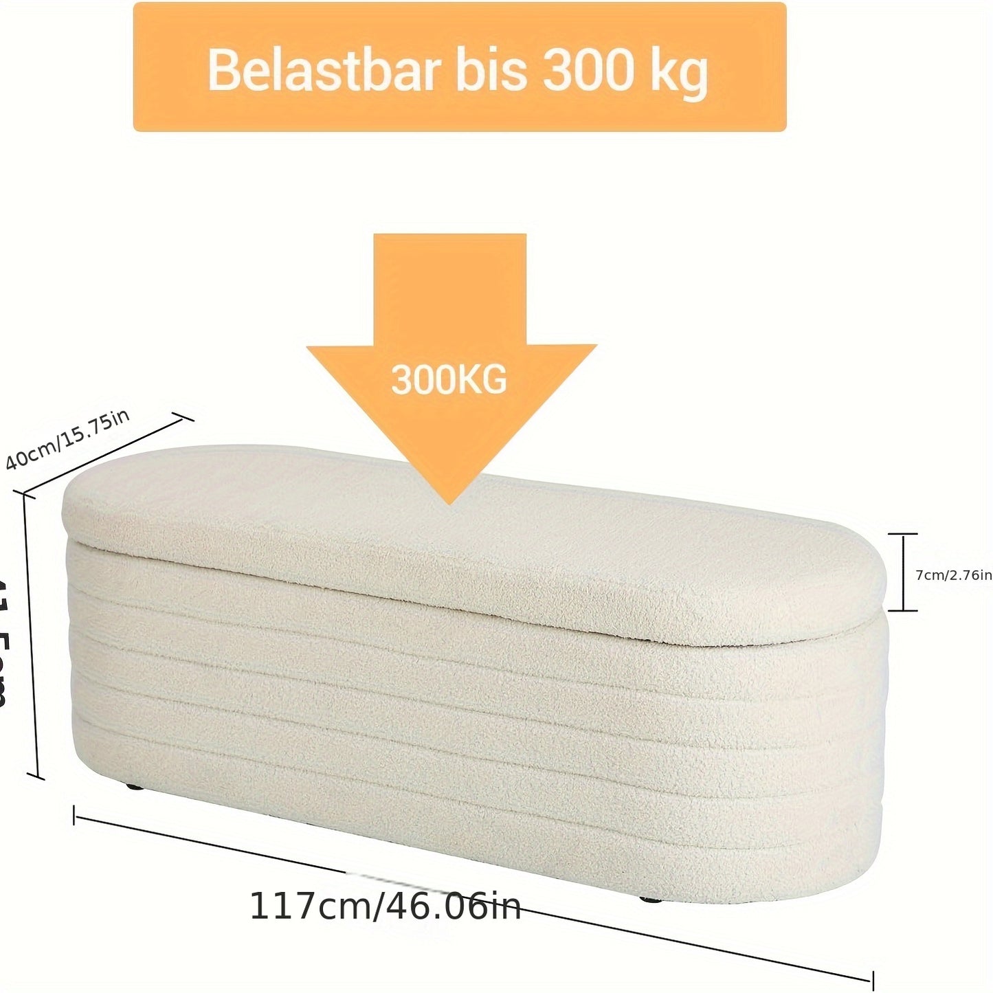Sitzbank Mit Stauraum, Schuhbank Mit Sitzfläche, Teddystoff Sitzhocker, Moderner Sitztruhe Mit Großem Stauraum Aufbewahrungsbox, Sitzbox Für Schlafzimmer Wohnzimmer Weiß