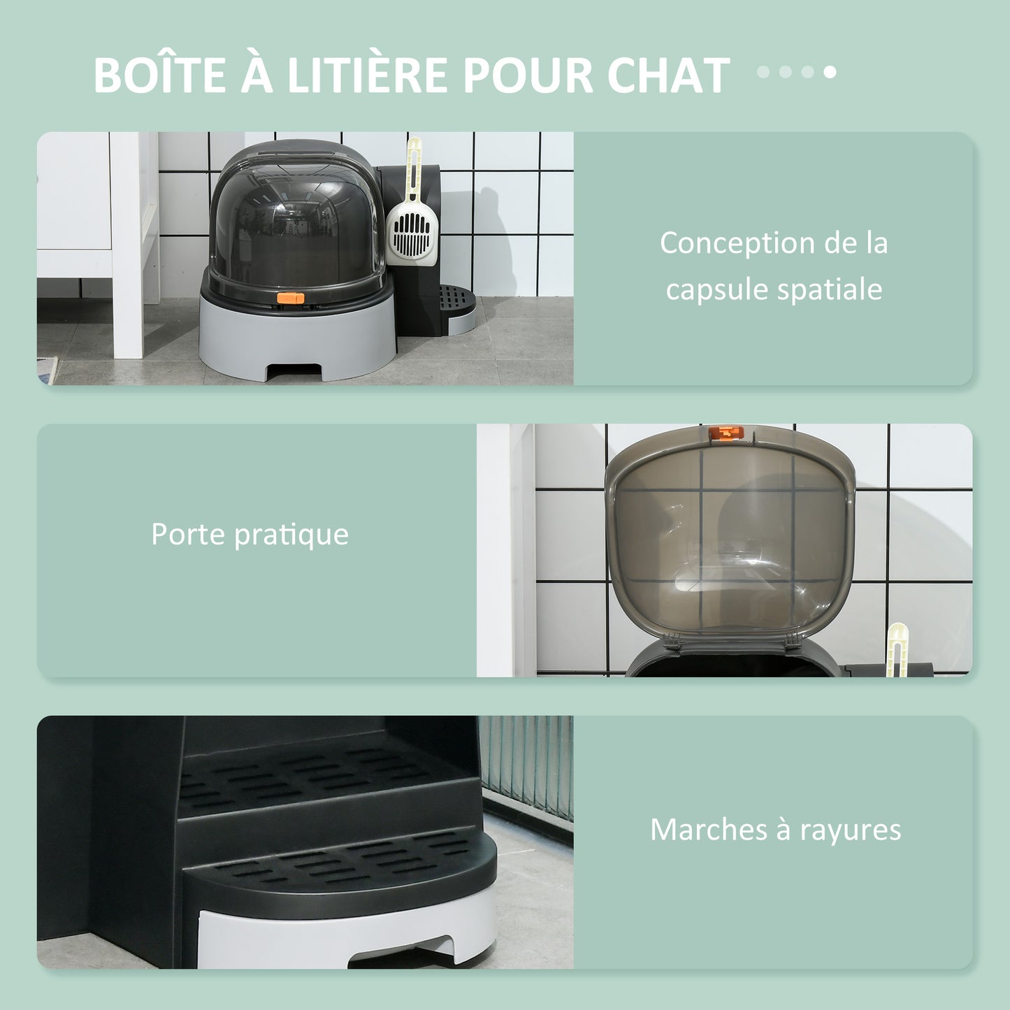 Kattenbak – Kattenbakken – Kattentoilet – Kattenhuis – Gesloten Kattenbak – Makkelijk Schoon Te Maken – Ruime Zij-Ingang – Donkergrijs