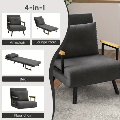 Loungestoel – Fauteuil – Relaxstoel – Zitzak – Stoel – Grijs – Memory Foam – Houten Frame