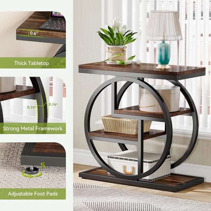 Nachtkastje – Bijzettafel – Ladekastje – Wandkast – Opbergkast – Smal Ontwerp – MDF & Metalen Frame – 4 Lades – Verstelbare Voeten