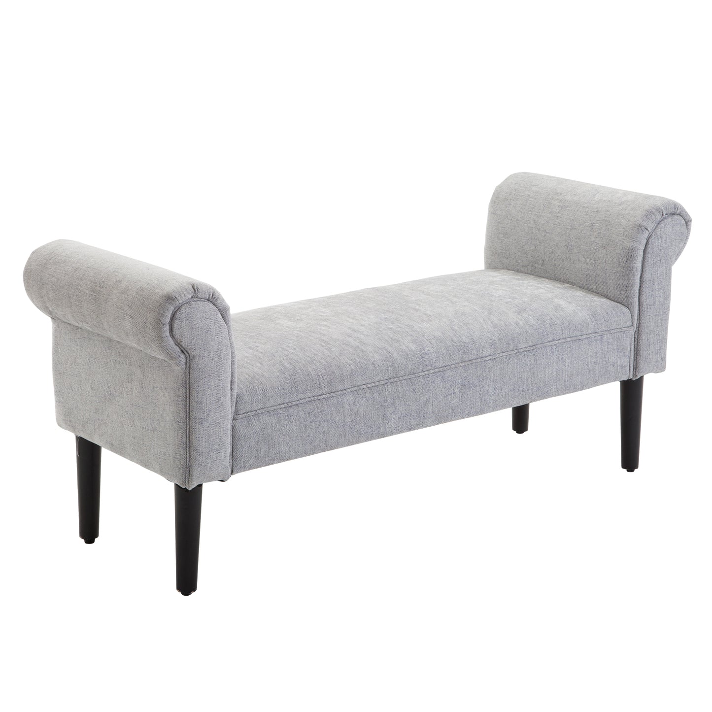 Gevloerde Bank – Loungekruk – Bedbank – Zitbank – Loungebank – Linnen Stof – Comfortabele Foam Vulling – Lichtgrijs 132x45,5x58 cm
